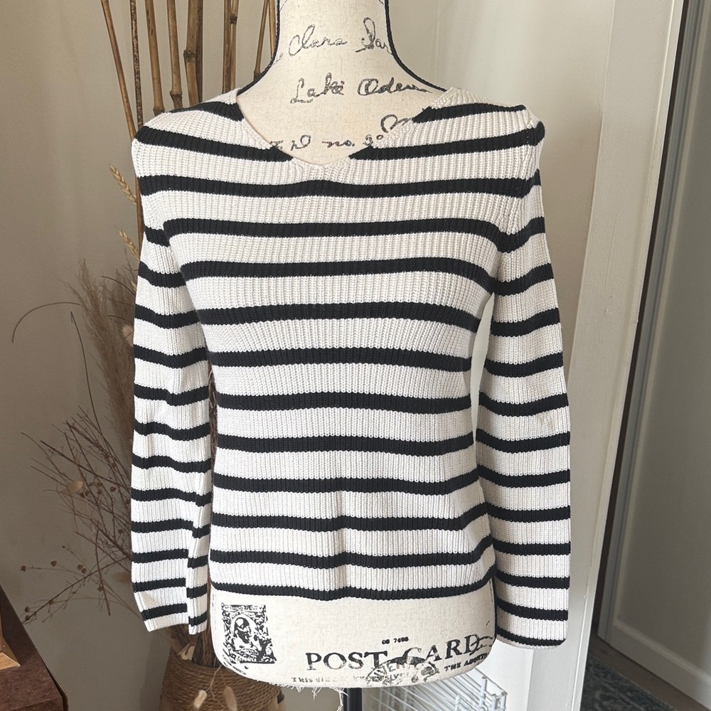 Loft Sweater With Black & White Stripes Size “XS”